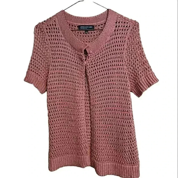 Jones New York Tops - Jones New York women's  mauve pink open knit cardigan sweater S small